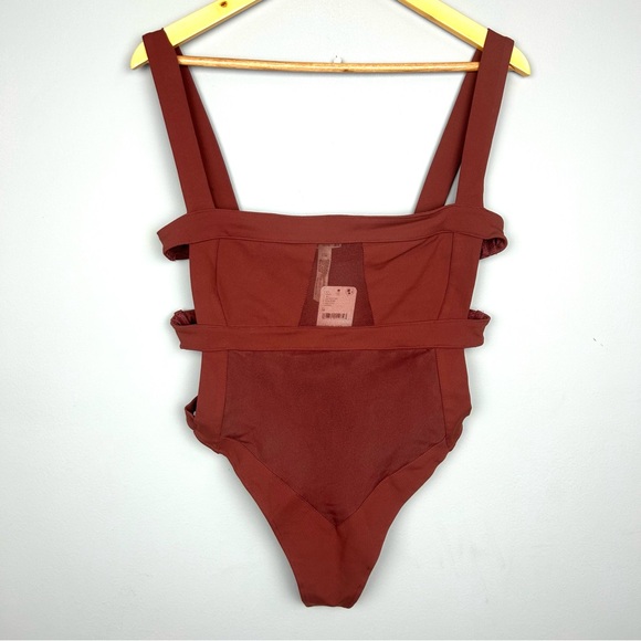 Free People Tops - Free people intimately mesh strappy bodysuit size M in brown NWT